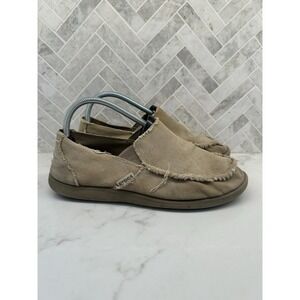 Crocs Santa Cruz Loafers Slip On Shoes Frayed Beige Khaki Canvas Mens Size 9